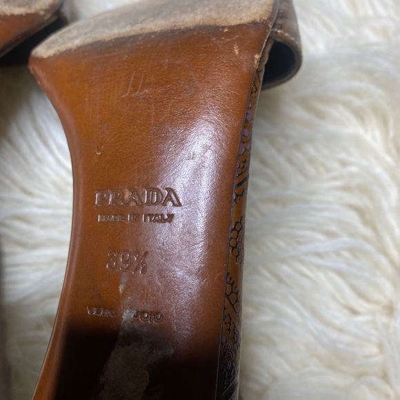 Authentic Prada Black Brown Embroidered Ankle Strap Platform - Picture 11 of 11